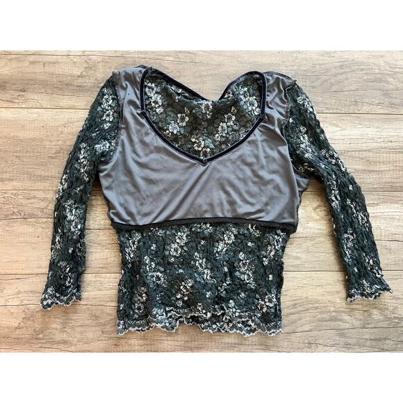 Vintage y2k Moda International Black Lace Whimsy Blouse Top Shirt Whimsygoth - Picture 3 of 4